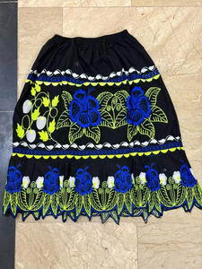 Vintage <b>Summer</b> Embroidery Casual <b>Skirts</b> Natural 100% Cotton Anti-Wrinkle Knee-Length Adjustable - Product Image 1