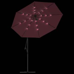 Parasol de jardin cantilever grand format en polyester rouge bordeaux avec base - Product Image 6