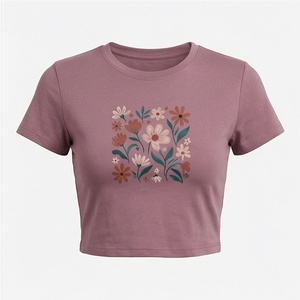 Camiseta Corta de Algodón Personalizada con Botones y Ombligo Expuesto para Mujer, Top Suave Transpirable, Ropa Deportiva, Color y Ajuste Personalizables - Product Image 1