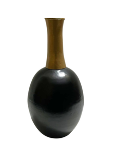 Jarrón moderno de metal negro con cuello de latón, jarrón de hierro hecho a mano para flores, decoración para sala de estar, venta al por mayor. - Product Image 2