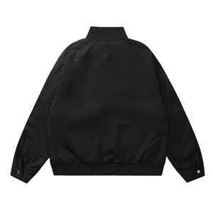 Men's Brown Bomber <b>Jacket</b> Zipper Closure Stand Collar Casual Style Polyester Material Solid Color Regular Fit Autumn Wear - Product Image 4