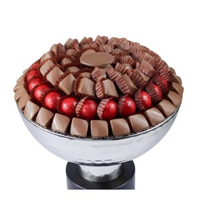 Bol à chocolat rond élégant en métal doré, présentoir moderne pour desserts, bonbons et sucreries en acier inoxydable pour événements de restauration - Product Image 3