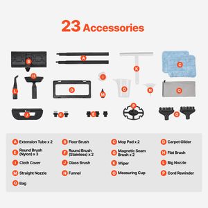 Pulitore a Vapore Multifunzione Potente con 23 Accessori, Serbatoio da 2,5 Litri e Cavo Extra Lungo, Pressione Vapore 5 Bar, Spina USA - Product Image 2