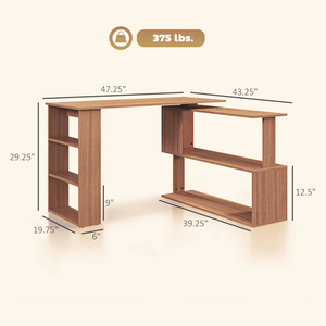 Scrivania per Computer in Legno con Libreria e Cassetto, Funzione Pieghevole, Scrivania Regolabile in Altezza (Non Supportata, Non Defettuosa, Nessun Reso) - Product Image 2