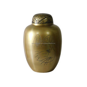 Urnas para mascotas de cremación de aluminio de alta calidad con estampado de pata, urnas funerarias de Metal con acabado de mármol dorado y azul para cenizas humanas - Product Image 3