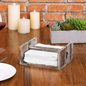 Farmhouse Torched Wood Flat Napkin <b>Caddy</b> – Weighted Bar Tabletop Tissue Organizer Outdoor Windproof Tissue Holder Box - Product Image 4