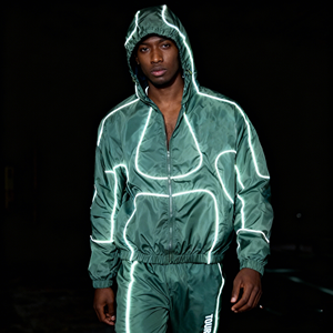 <b>Reflective</b> Edging Highlighted Lines Sports <b>Running</b> Track Suit Crinkle Nylon Windbreaker <b>Jackets</b> and Jogger Pants Tracksuit Sets - Product Image 6