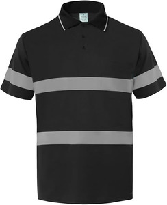 Summer Reflective Safety Polo Shirts Night Shift Work Wear Road Construction Hi Vi Black Safety Polo Shirts - Product Image 1