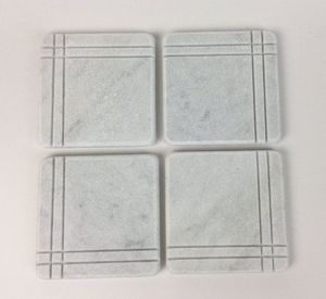 Marble Coasters with Gold Edge – Luxury Home Accessories Natural Stone Marble Coaster Set – Premium <b>Table</b> <b>Protectors</b> - Product Image 3