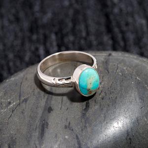 Boho December Birthstone Jewelry One Size Perfect Gift for Her Birthday <b>Turquoise</b> Oval Shape 925 Sterling Silver Handmade <b>Ring</b> - Product Image 1