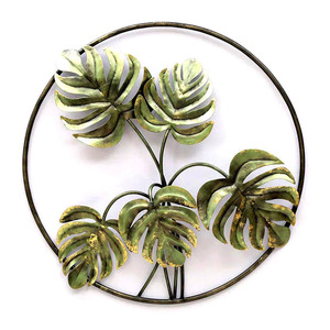Luxury Metal Monstera Leaf Wall Decor Round Botanical Wall Art Sculpture 3D Palm Leaf Hanging <b>Ornament</b> for Living Room Hotel - Product Image 1