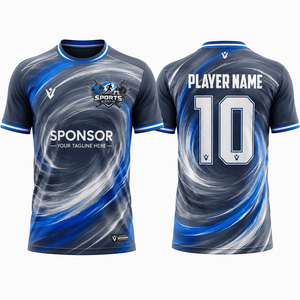 เสื้อฟุตบอลใหม่ พรีเมียม สีดำ ผ้าโพลีเอสเตอร์สำหรับนักกีฬา ระบายอากาศได้ดี น้ำหนักเบา แบบสั่งทำพิเศษ พร้อมลายพิมพ์แบบซับลิเมชั่น - Product Image 1