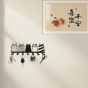 CIFbuy Modern Cat Themed 7 <b>Hook</b> Decor Rack Wall <b>Hooks</b> & Coat Storage Hanger with for Temu Pick up Service - Product Image 1