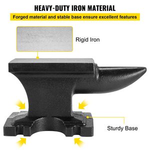 Incudine in ghisa da 25 libbre con corno singolo, base stabile da 6,8 x 3,5 pollici, elevata durezza, corno robusto, 11 kg, materiale in acciaio - Product Image 3