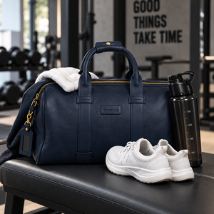 Vintage Genuine Leather Luxury Casual Duffel <b>Bag</b> Polyester Lining Zipper Portable Travel Weekender Gym Sports High Quality Soft - Product Image 5