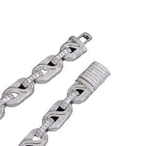 สร้อยคอเพชรโมอิสสีเงินสเตอร์ลิง925พร้อมสร้อยคอฮิปฮอปสำหรับผู้ชายหรือผู้หญิง - Product Image 3