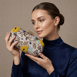 Pochette de soirée brodée à imprimé floral pour femme, sac à main de mariée pour mariage et fête - Product Image 1