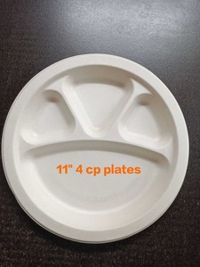 Assiette jetable moulée en pulpe de bagasse 4CP de 11 pouces, très demandée, écologique et compostable, pour les services alimentaires commerciaux et les fêtes - Product Image 4