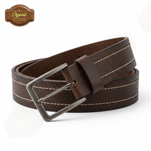 Cinturón de Cuero Genuino con Grabado de Cocodrilo, Marrón y Negro, Hebilla de Acero, Cinturón Formal para Hombre, Hebilla de Acero, Duradero, Moldeado en una Sola Pieza - Product Image 3