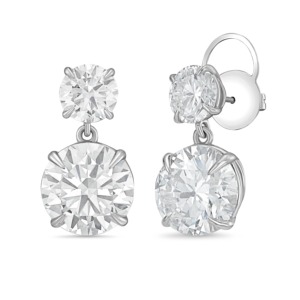 8 CT Lab Grown <b>Emerald</b> Pear Mixed Cut Diamonds Sterling Silver 18K Gold Plated <b>Stud</b> Dangle Earrings Luxury Modern Geometric - Product Image 1