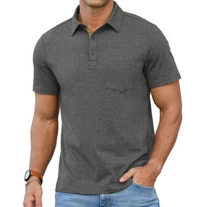 เสื้อโปโลผู้ชายแขนสั้นคอปกมีกระเป๋าหน้าอกสไตล์ลำลอง - Product Image 3