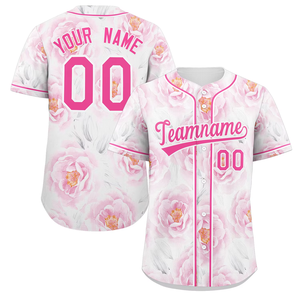Custom Women's Floral Baseball Jersey Full Print Personalized Teamname 00 Button-Up Short Sleeve Polyester Sportswear - Product Image 1