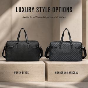 Sac de voyage de luxe à imprimé géométrique monogramme, grande capacité, sac de week-end avec sangles à boucle latérales - Product Image 2