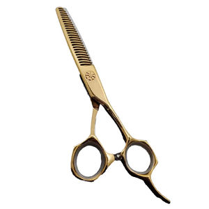 Tijeras Profesionales de Peluquería para Cortar el Cabello, de Acero Inoxidable Dorado, Afiladas, para Diestros, con 28 Dientes, para Adelgazar el Cabello, para Estilistas - Product Image 1