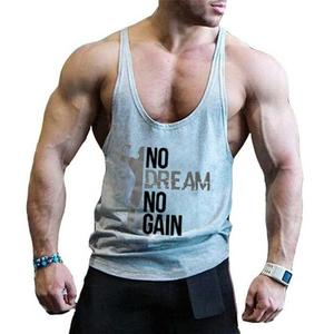 Camiseta sin mangas de algodón para hombre con estampado No Dream No Gain, cuello en V, sin mangas, informal, transpirable, para entrenamiento - Product Image 4