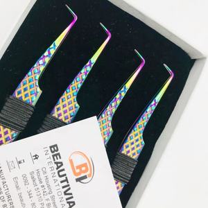 Pinzas Profesionales para Extensión de Pestañas de 7mm con Punta, Alta Calidad, Ángulo de 90 Grados, Acero Inoxidable, Agarre Fuerte, Arcoíris - Product Image 2