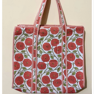 กระเป๋าโท้ทผ้าฝ้ายลายควิลท์ลดราคาพิเศษ กระเป๋าพิมพ์ลายดอกไม้แบบสั่งทำได้ ชุดกระเป๋าสำหรับขายส่ง กระเป๋าสะพายข้าง - Product Image 1