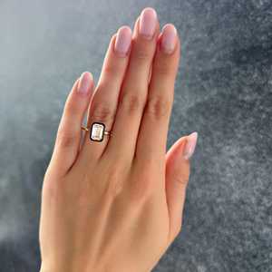 Wholesale Emerald Lab Grown Diamond Engagement Rings 14K 18K Solid Gold <b>Black</b> Contrast Bezel Set Solitaire Bridal <b>Wedding</b> <b>Bands</b> - Product Image 4