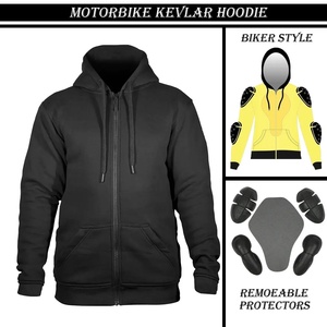 Sweat-shirt de moto protecteur 100% coton molletonné, doublure en Kevlar, avec poches pour protections, unisexe, sécurité moto - Product Image 2
