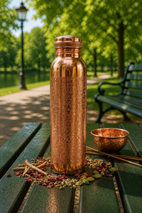 Antique Creations Silver Touch Copper Hammered Reusable Travel <b>Mug</b> <b>Set</b> with Screw-On Cap for Adults Vintage Design Solid Color - Product Image 6