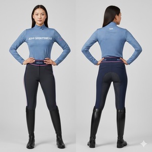 Leggings de equitación para mujer, cintura media, de spandex/poliéster, con agarre de silicona, elásticos, duraderos, para entrenamiento deportivo, personalizables, impermeables - Product Image 3