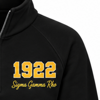 Sweat-shirt à demi-zip noir pour femmes Sigma Gamma Rho, avec motif de sororité grecque, personnalisé, décontracté, style universitaire et streetwear