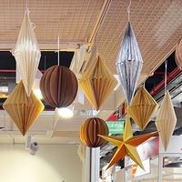 Décorations murales en papier de soie de haute qualité, faites à la main, de qualité supérieure, en forme de diamant, 12 pouces, suspendues, respectueuses de l'environnement, fournitures pour fêtes