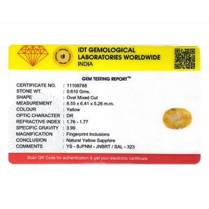 Loose 3.05 Carat Oval Cut Yellow Sapphire Gemstone for Fine Jewelry - Product Image 4