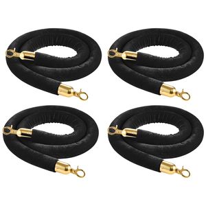 4 Pezzi Corde per Pali Divisori in Velluto Nero da 1,5 m con Ganci Dorati per il Controllo della Folla in Hotel e Saloni, Barriera per Code, Tappeto - Product Image 1