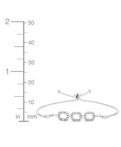 Braccialetto di diamante ovale triplo collegamento Bolo (1/6 ct. T. w.) in argento Sterling | Macacy's - Product Image 3