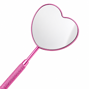 Personalized Heart Shape Handheld Stainless Steel Frame <b>Makeup</b> <b>Mirror</b> 3X <b>Magnifying</b> Single Side - Product Image 2