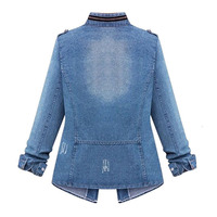 Veste en jean courte pour femme, élégante et décontractée, à manches longues, légère, respirante, écologique, ornée de strass