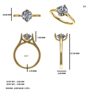 Bague de fiançailles en or 14 carats avec diamant de laboratoire 2 carats taille brillant rond, monture lotus à 4 griffes pour femme - Product Image 5