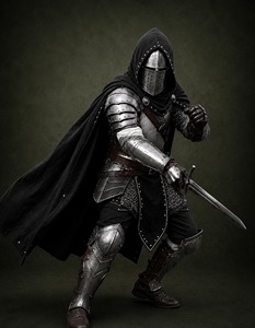 Ensemble d'armure de chevalier médiéval, ranger forestier, costume à capuche, tenue de reconstitution historique en acier portable Farjana - Product Image 3