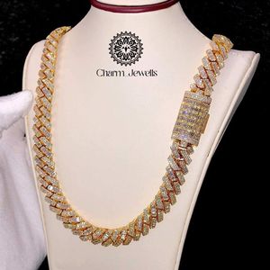 Charm_Jewells Unisex Moissanite <b>Statement</b> <b>Necklace</b> Brilliant Cut Geometric 14K Gold Plated Silver Luxury IGI Certified Hip Hop - Product Image 1