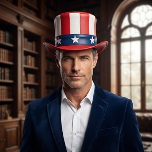 Chapeau haut-de-forme patriotique Uncle Sam des États-Unis pour la fête de l'Indépendance |   Chapeau de déguisement drapeau américain rouge blanc bleu |   Parade du 4 juillet - Product Image 1