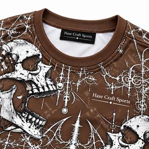 <b>Men's</b> Brown <b>Skull</b> Pattern T <b>Shirt</b> Short Sleeve O-Neck Streetwear Tee Breathable Polyester Top - Product Image 5