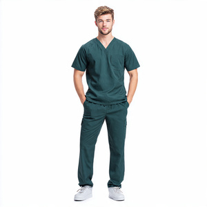 Men's High Quality 100% Polyester Twill <b>Scrubs</b> Jogger Pants <b>Top</b> Uniform Set Modern Medical Hospital Workwear Custom Nursing Suit - Product Image 4