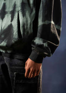 Sweat à capuche pour homme de haute qualité 100% coton, teinture pigmentaire, style streetwear vintage, en vert forêt et noir, sweat à capuche surdimensionné pour homme - Product Image 5