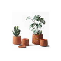 Pot de plante en bois aux lignes épurées et finition naturelle, idéal pour les intérieurs minimalistes, rustiques et Japandi